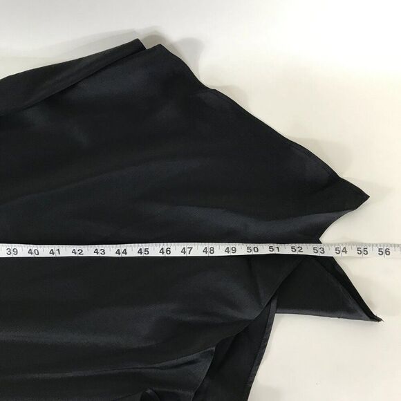 NEW Steve Madden Lucielle Satin Slip Dress Women's Large Black Handkerchief Hem - Picture 7 of 11